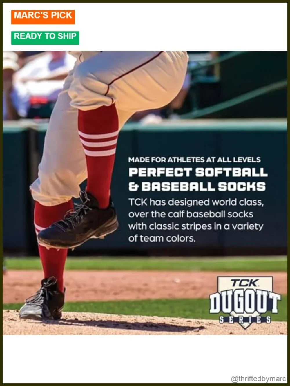USA Made Over the Calf Striped Baseball & Softball Socks - Youth to Adult